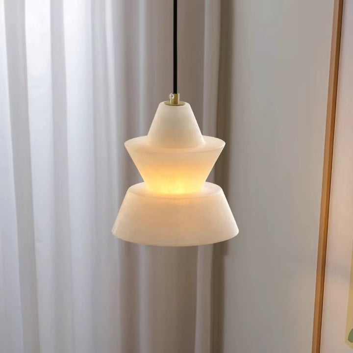 Sculptural Layered White Pendant Light
