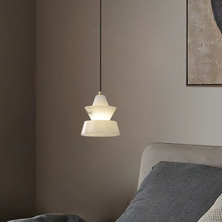 Sculptural Layered White Pendant Light
