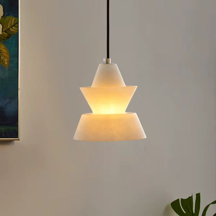 Sculptural Layered White Pendant Light