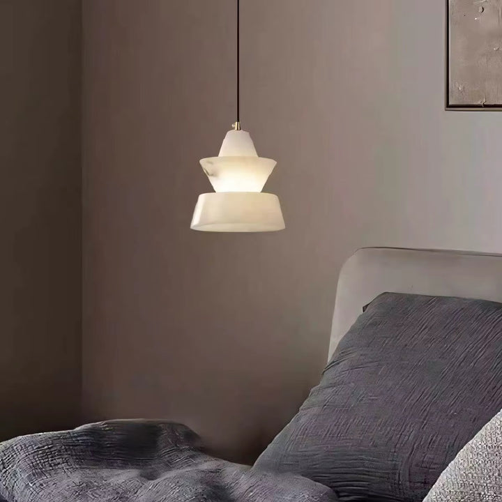 Sculptural Layered White Pendant Light