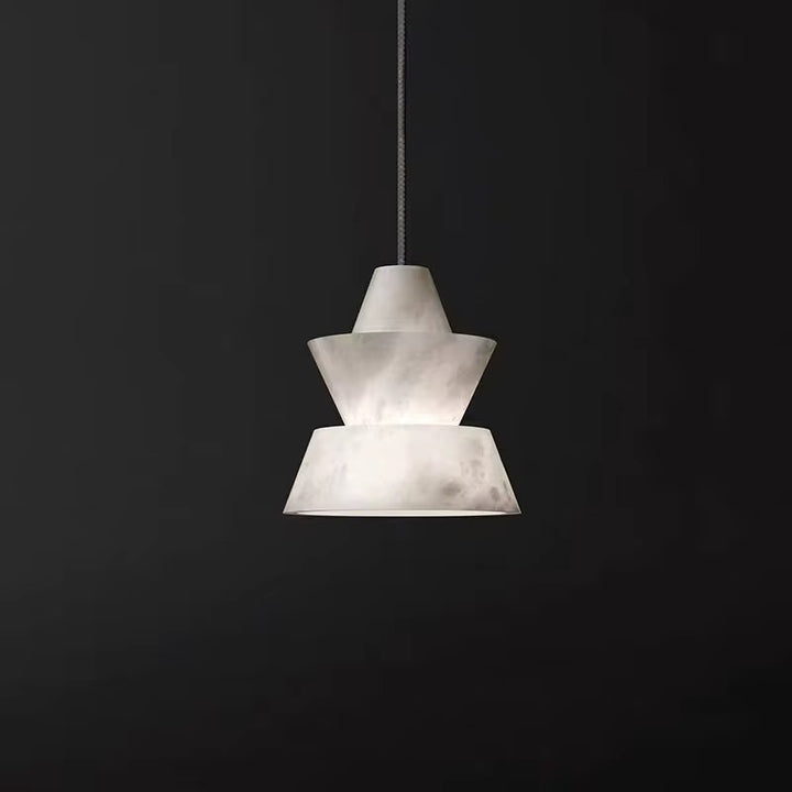 Sculptural Layered White Pendant Light