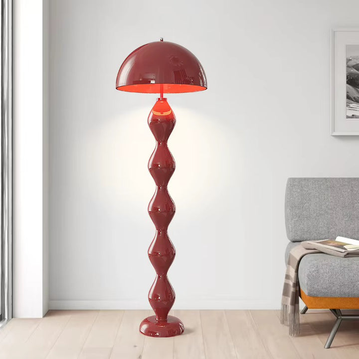 Sculptural Burgundy Red Floor Lamp with Dome Shade
