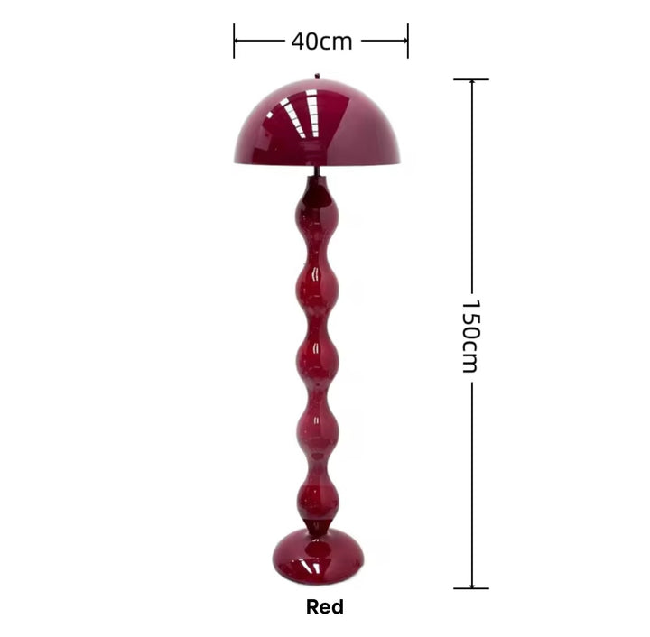 Sculptural Burgundy Red Floor Lamp with Dome Shade