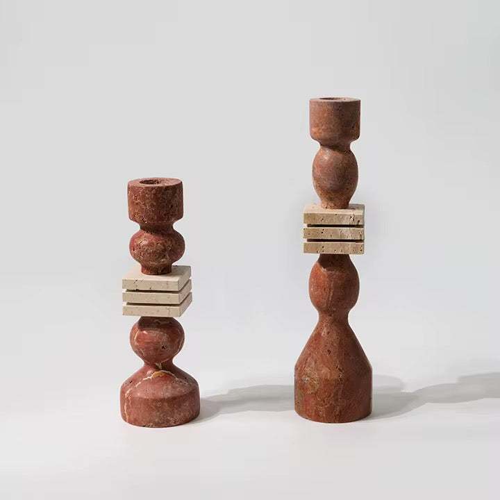 Stone Candle Holder Set of 2