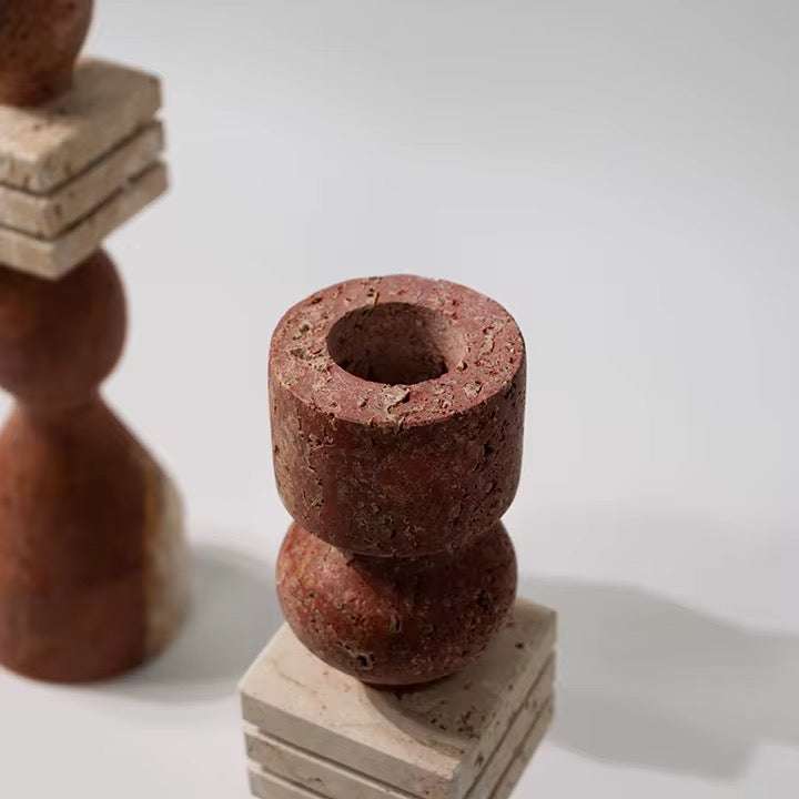 Stone Candle Holder Set of 2