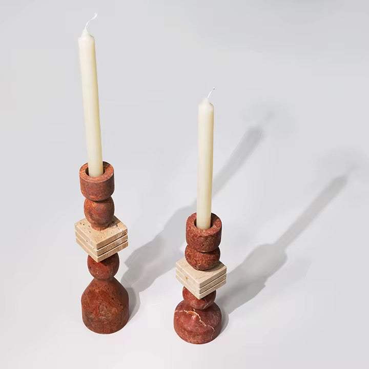 Stone Candle Holder Set of 2