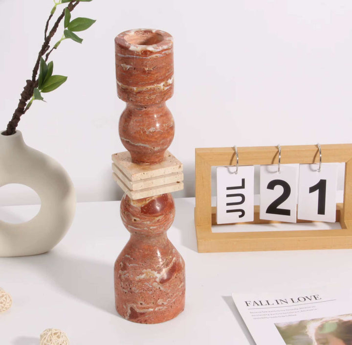 Stone Candle Holder Set of 2