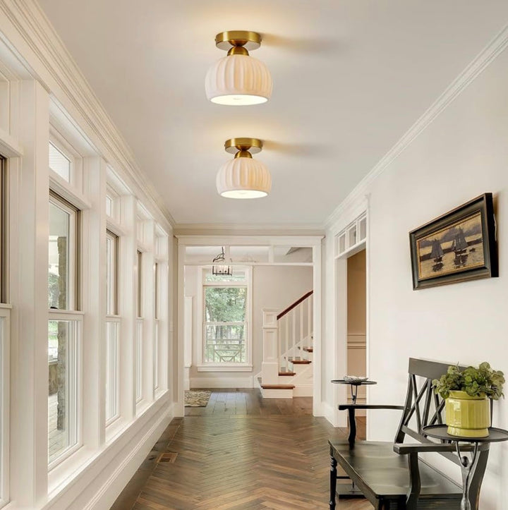 Modern Ribbed ceramic Flush Mount Ceiling Light