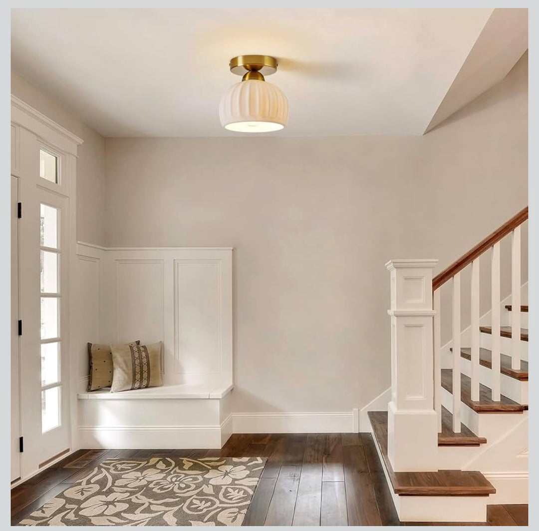 Modern Ribbed ceramic Flush Mount Ceiling Light