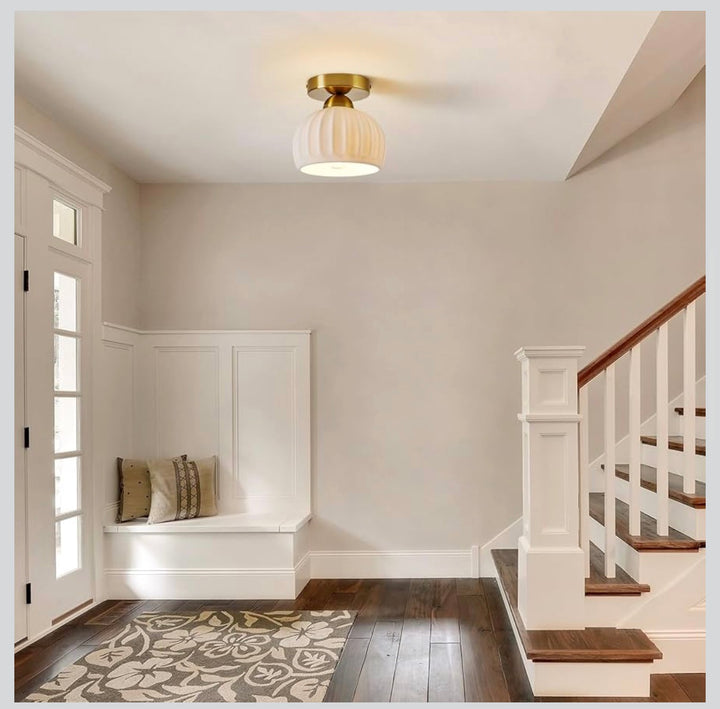 Modern Ribbed ceramic Flush Mount Ceiling Light