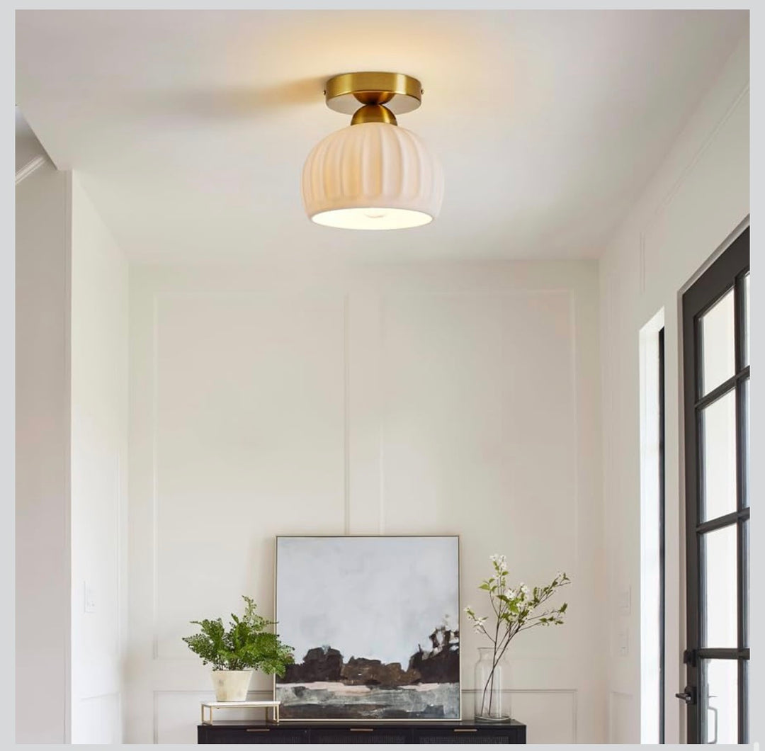 Modern Ribbed ceramic Flush Mount Ceiling Light