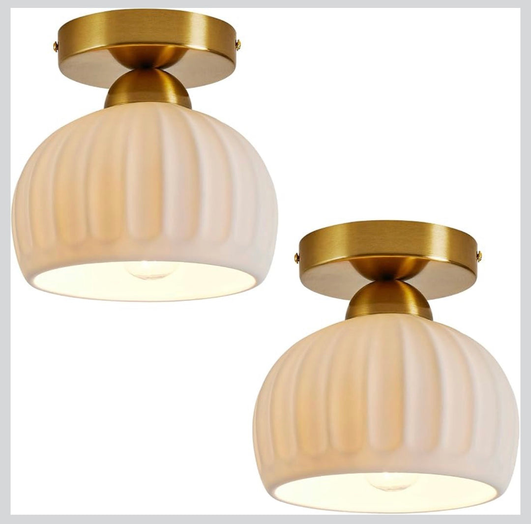 Modern Ribbed ceramic Flush Mount Ceiling Light