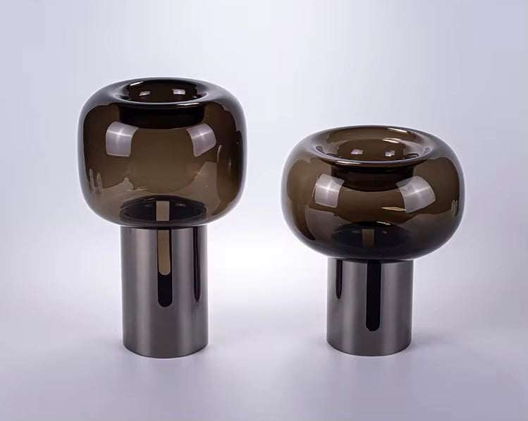 Smoked glass dome Vase set of 2