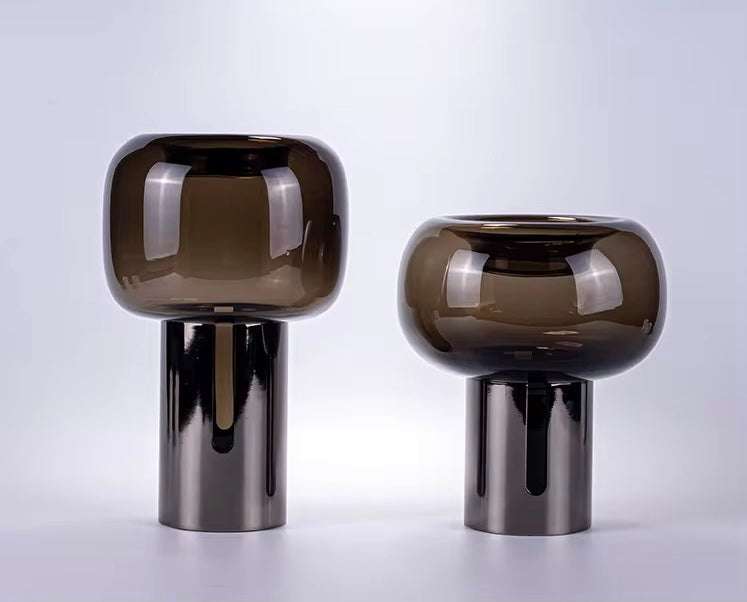 Smoked glass dome Vase set of 2