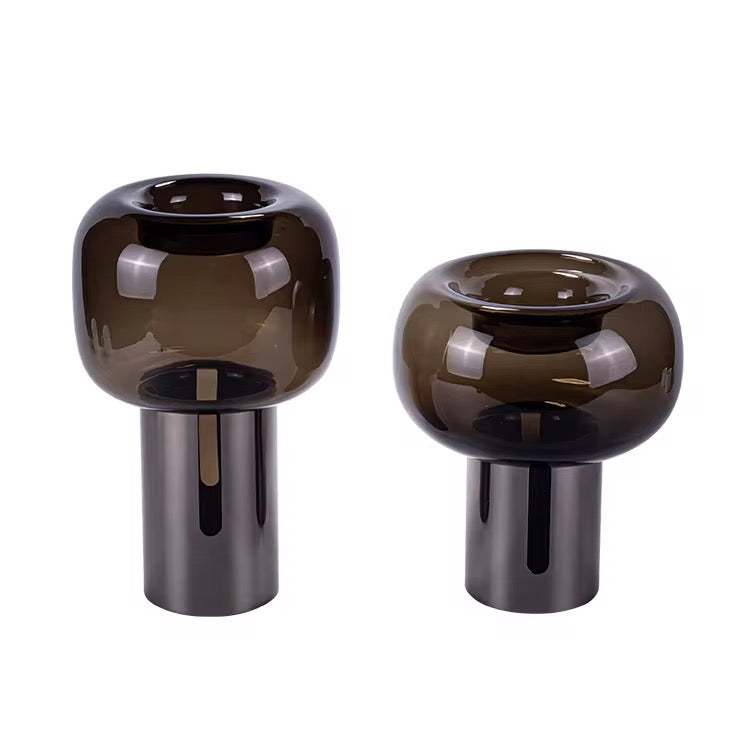 Smoked glass dome Vase set of 2