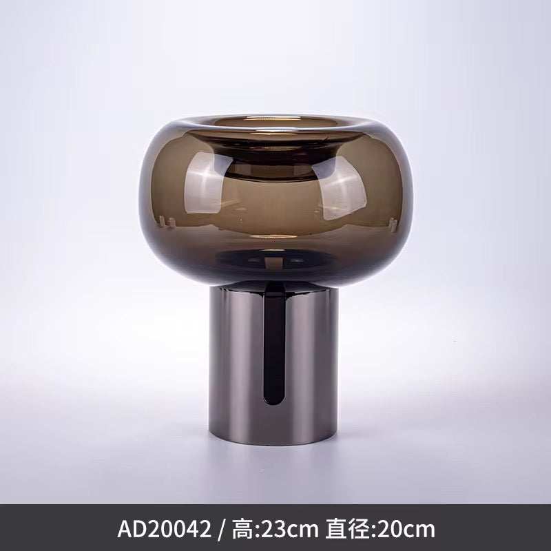 Smoked glass dome Vase set of 2