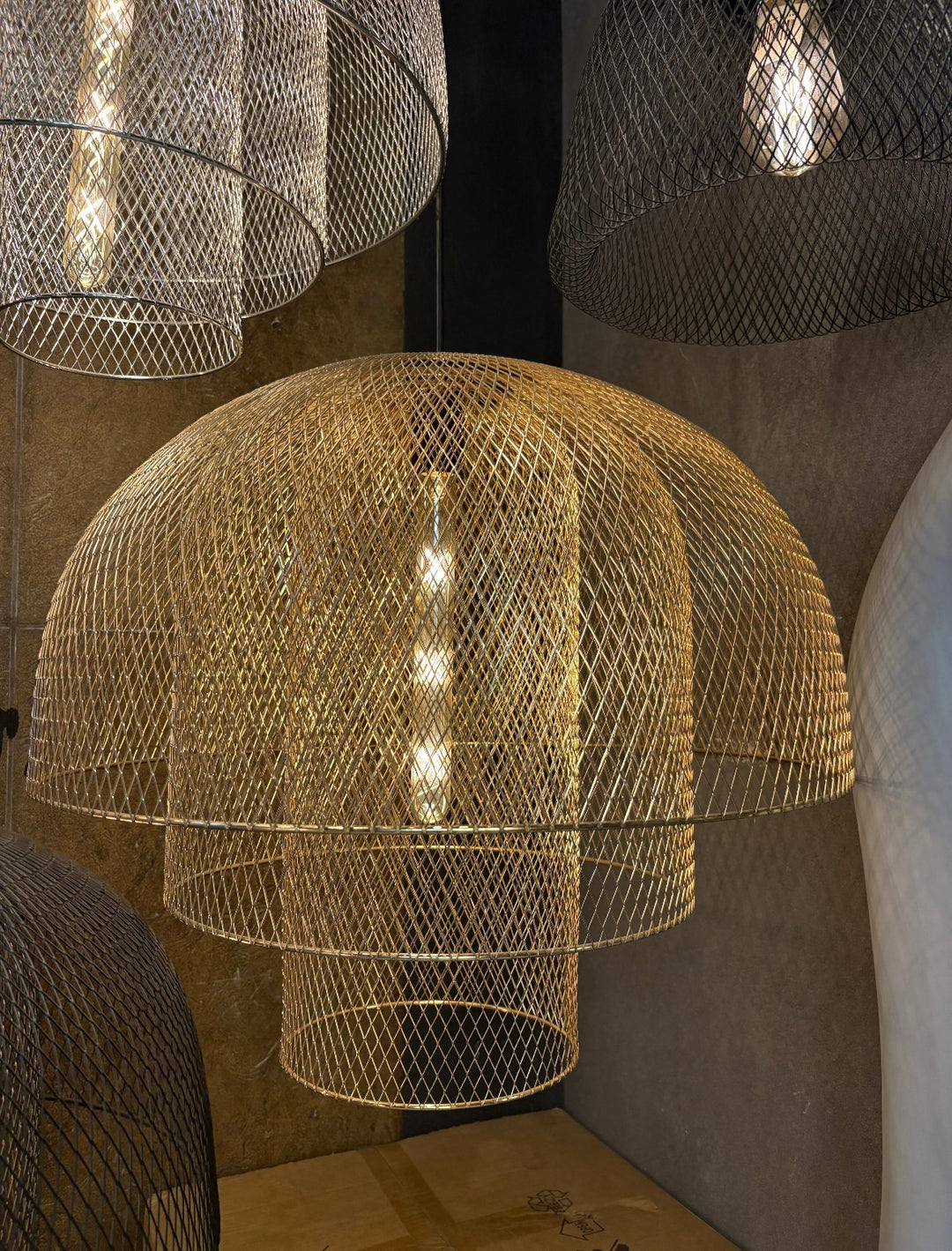 Golden Mesh Dome Pendant