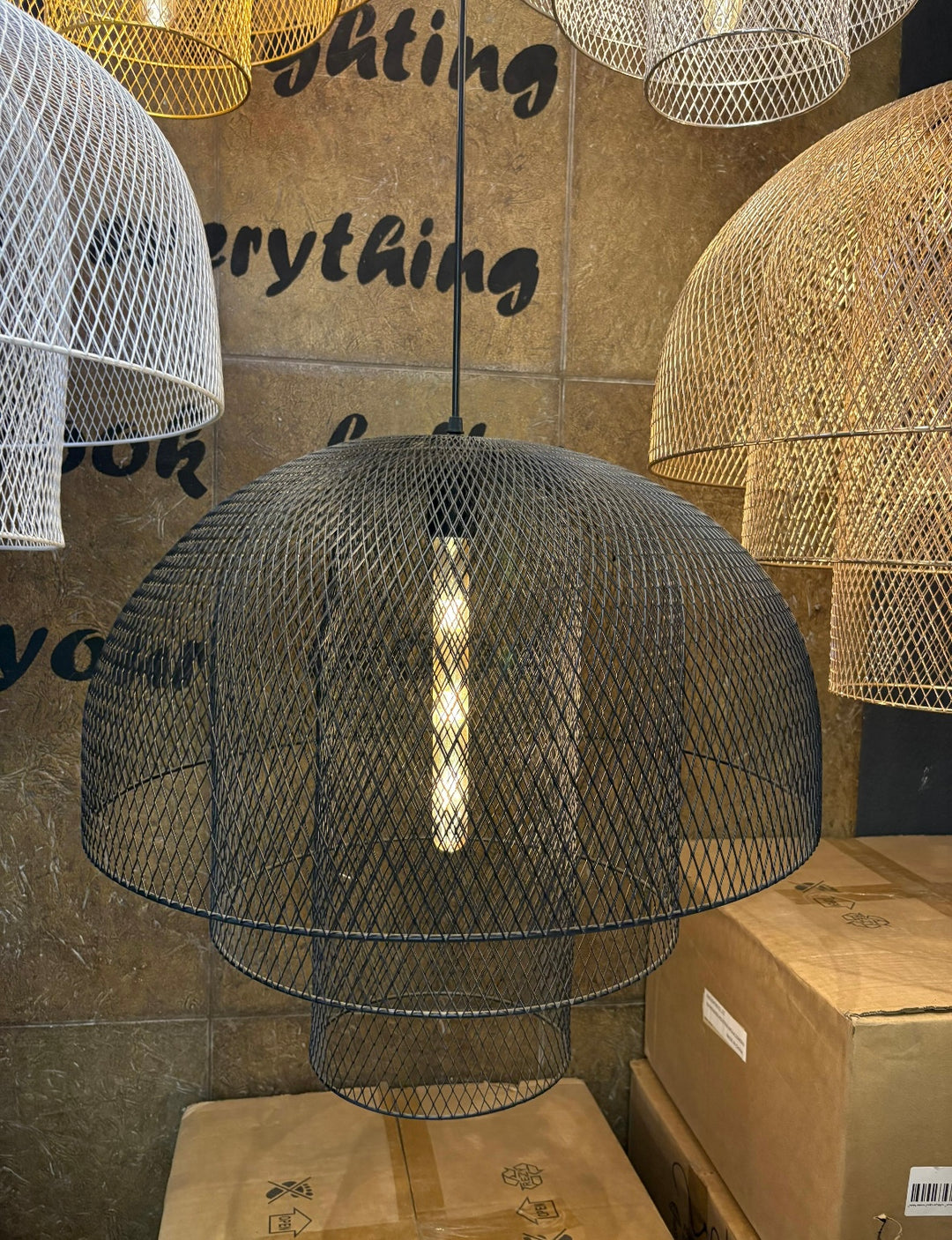 Golden Mesh Dome Pendant