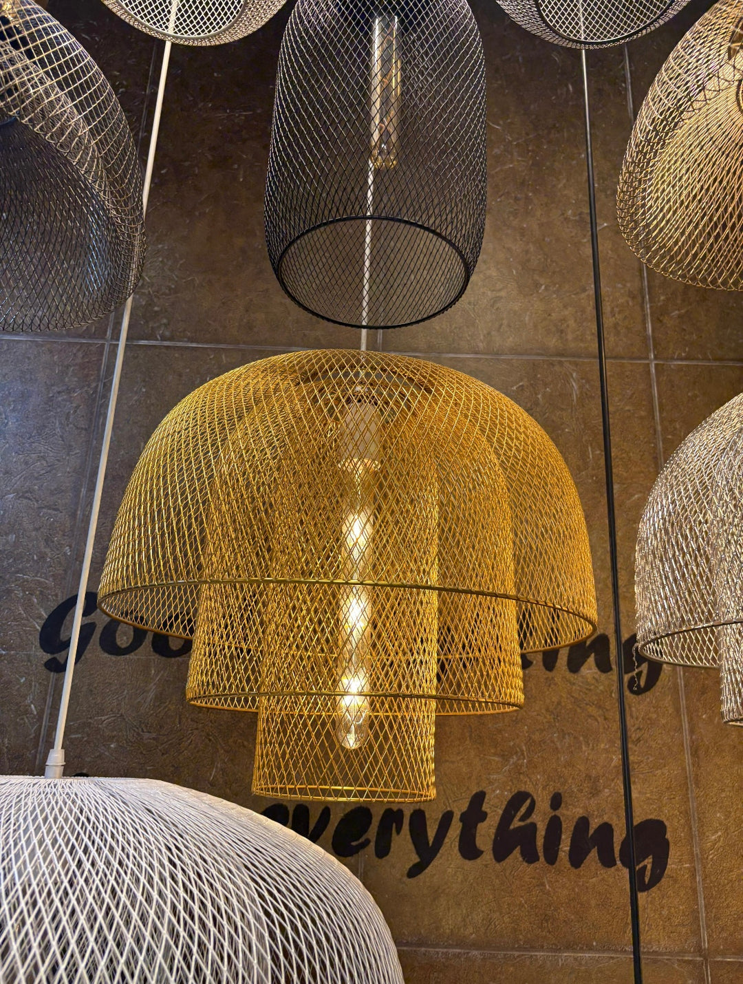 Golden Mesh Dome Pendant