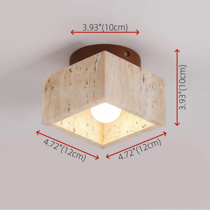 Square Natural Cork Flush-Mount Ceiling Light