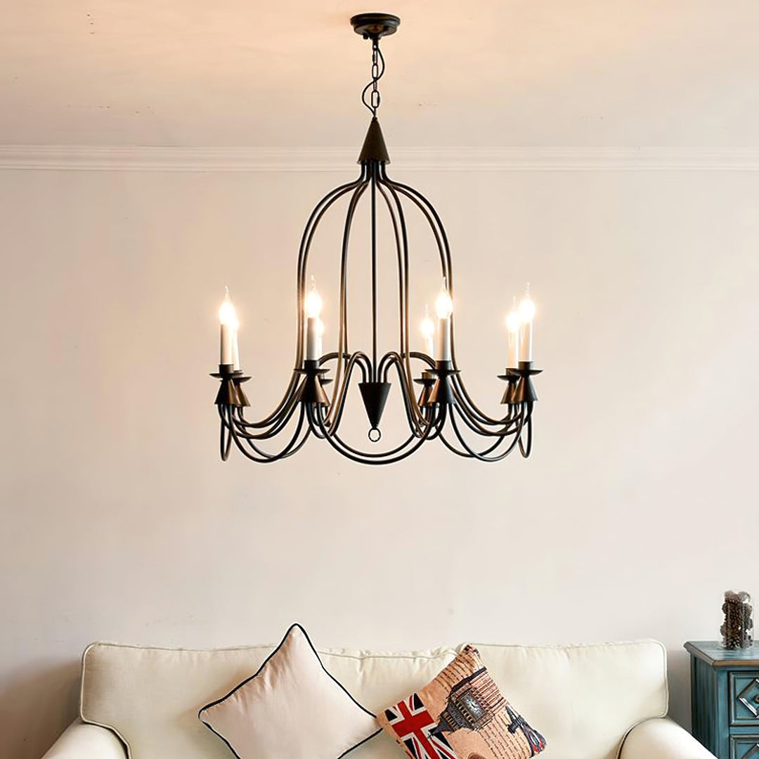 Vintage Black & Brass Candle Chandelier