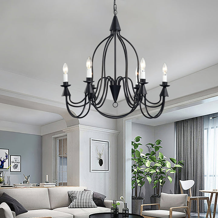 Vintage Black & Brass Candle Chandelier