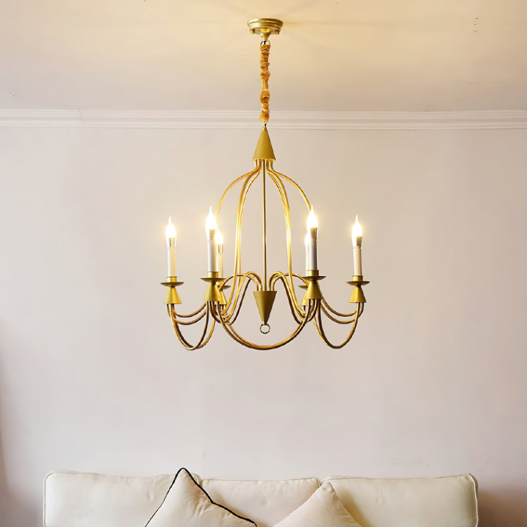 Vintage Black & Brass Candle Chandelier