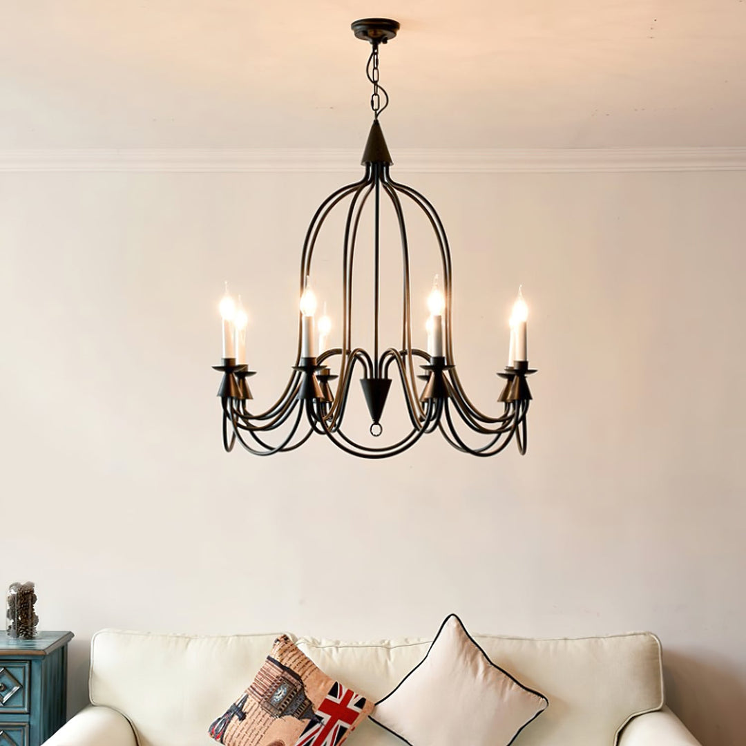 Vintage Black & Brass Candle Chandelier