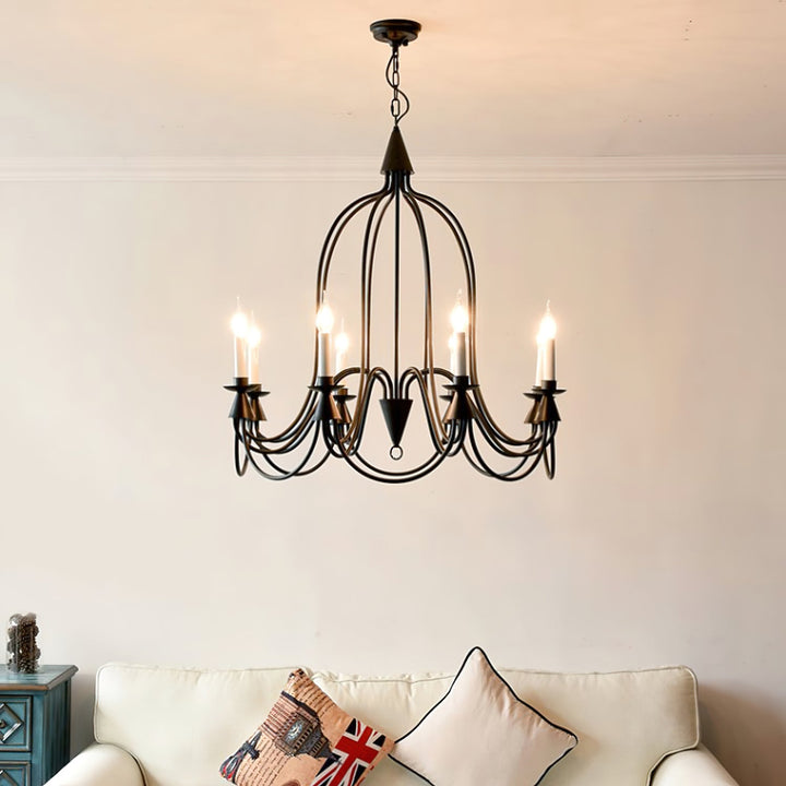 Vintage Black & Brass Candle Chandelier