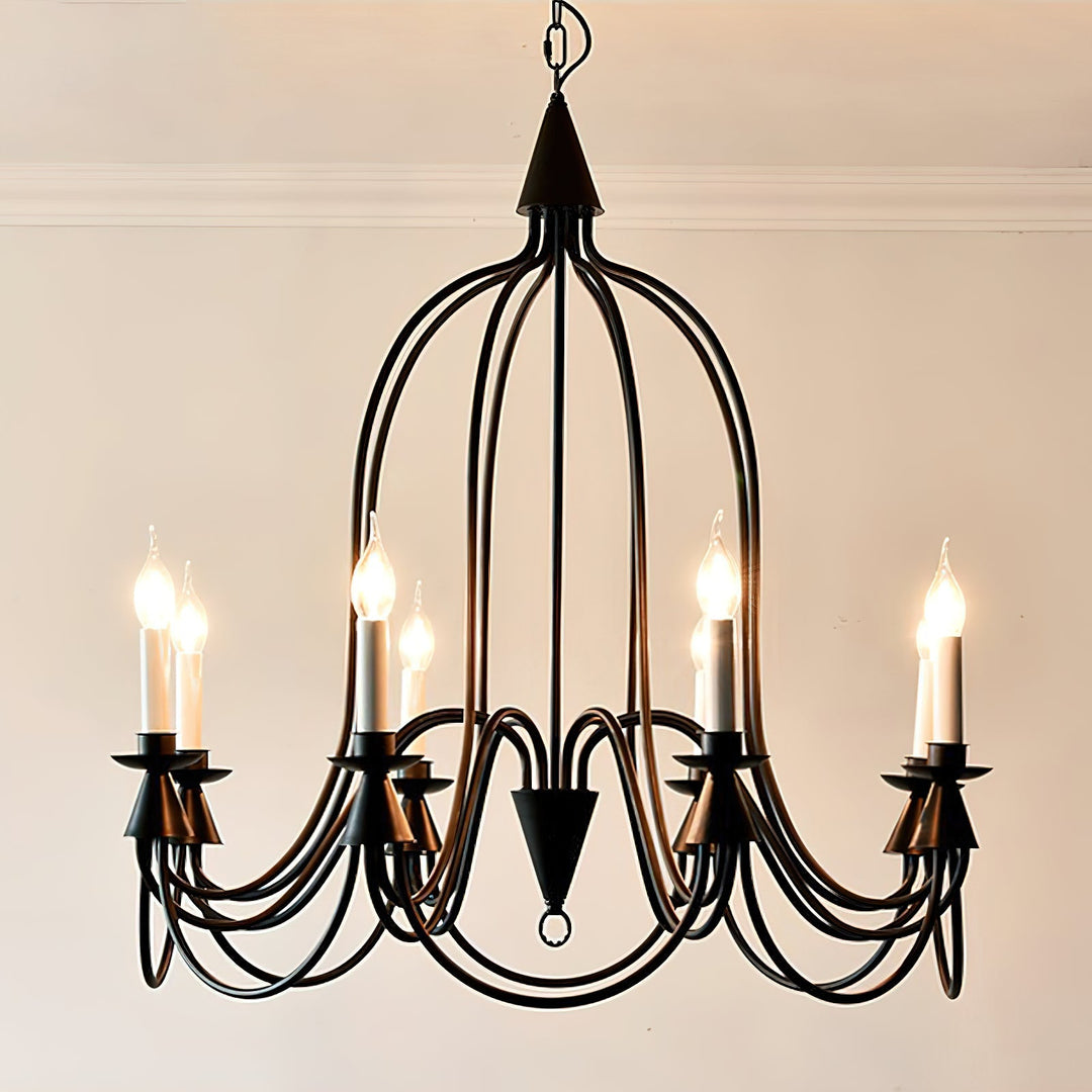 Vintage Black & Brass Candle Chandelier