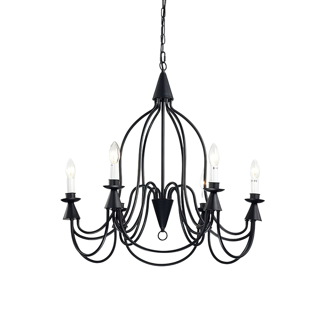 Vintage Black & Brass Candle Chandelier