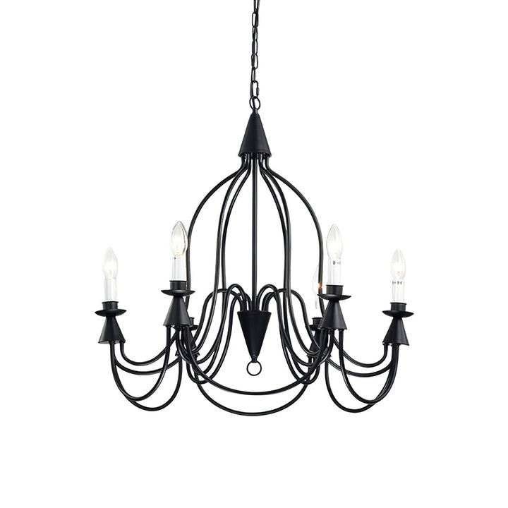Vintage Black & Brass Candle Chandelier