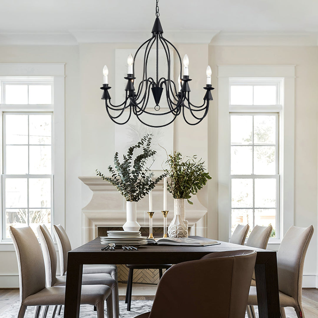 Vintage Black & Brass Candle Chandelier