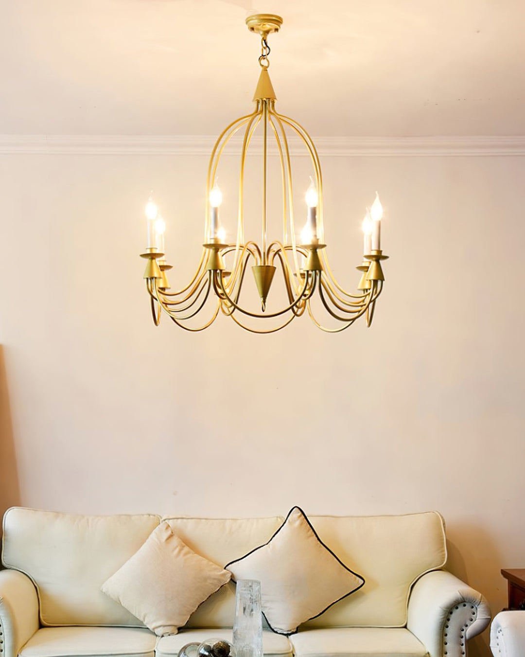 Vintage Black & Brass Candle Chandelier