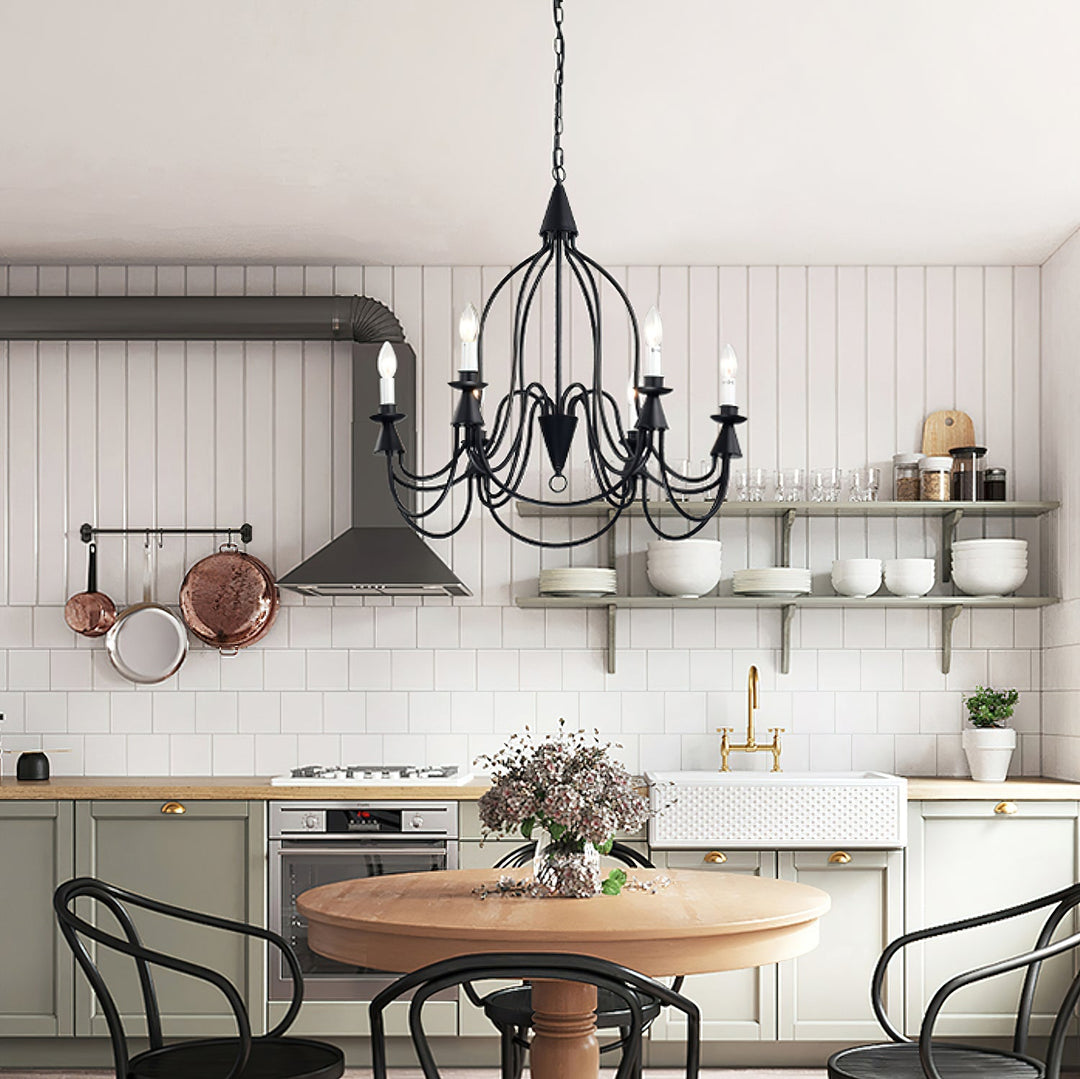 Vintage Black & Brass Candle Chandelier