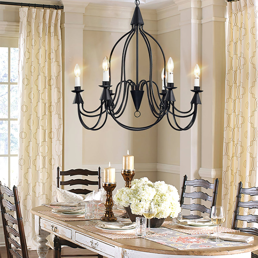 Vintage Black & Brass Candle Chandelier