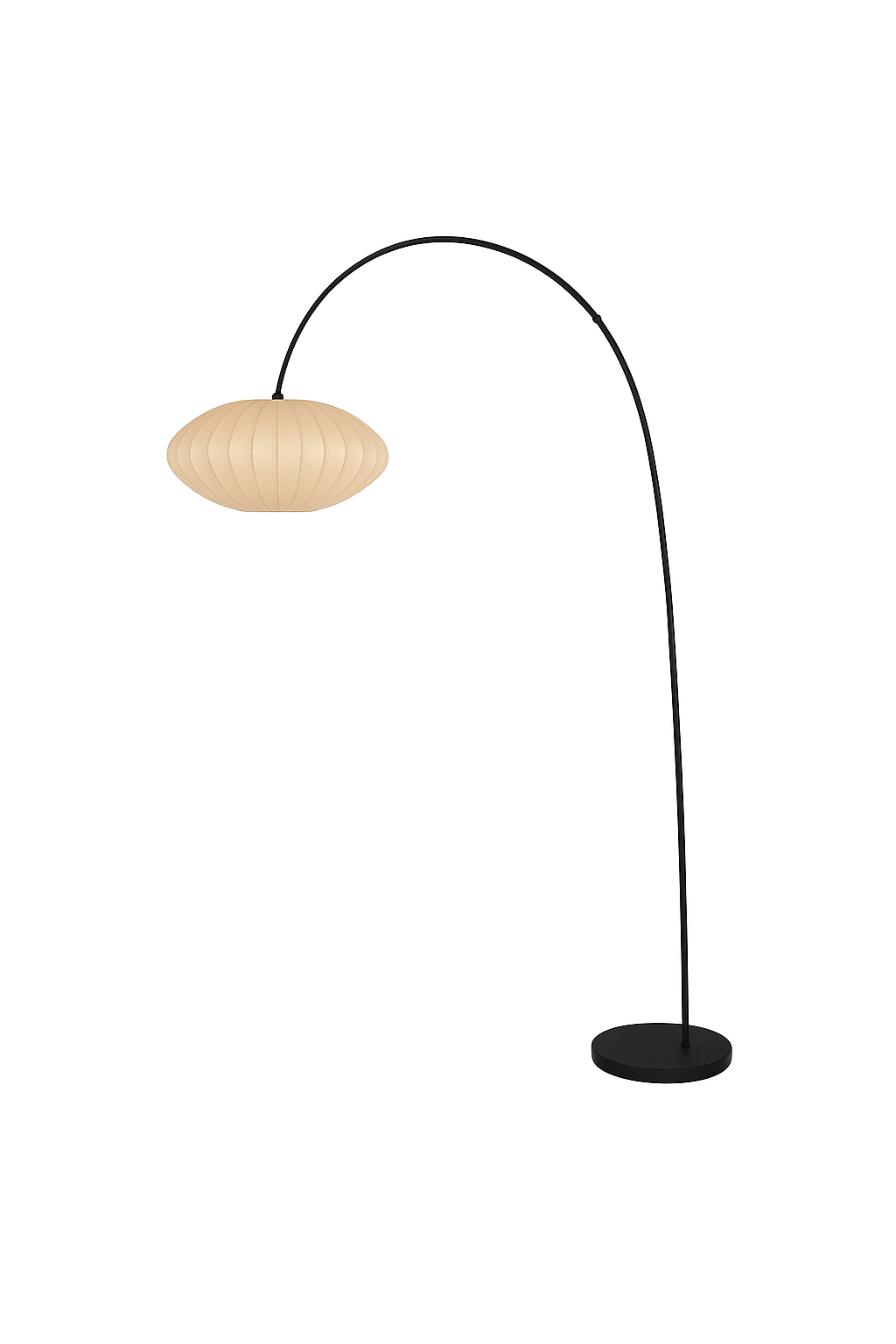 Scandinavian Arched Floor Lamp with Beige Shade