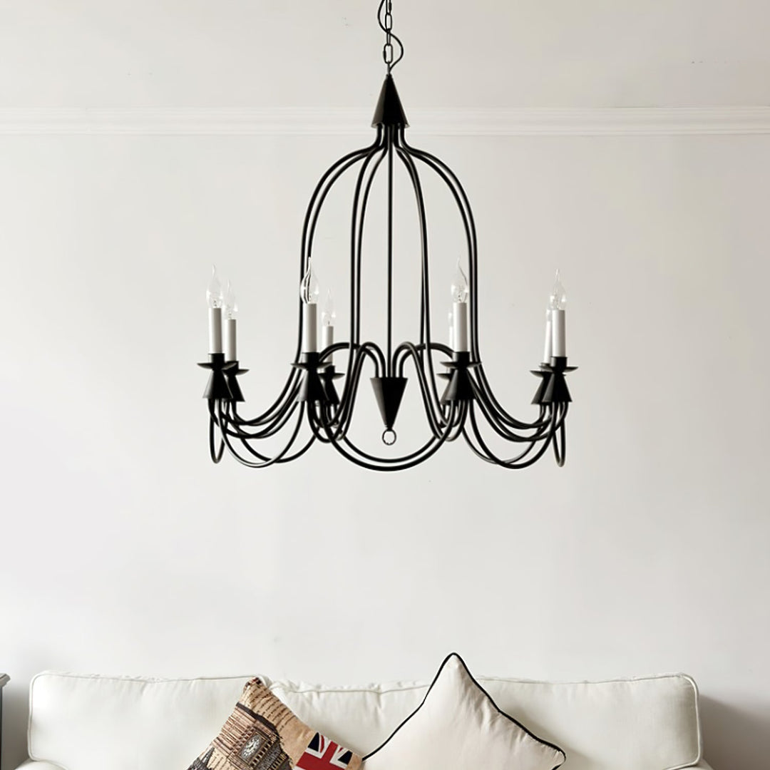 Vintage Black & Brass Candle Chandelier