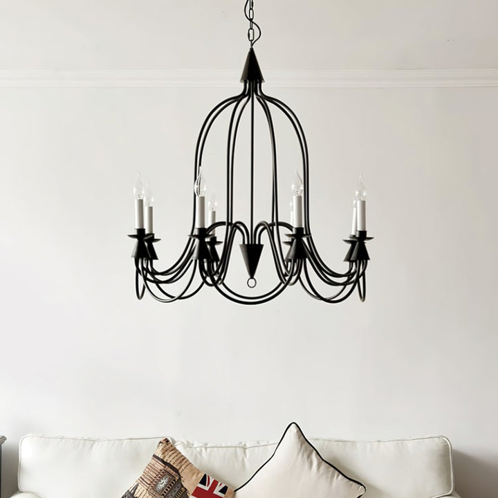 Vintage Black & Brass Candle Chandelier