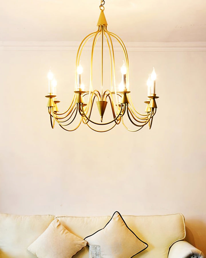 Vintage Black & Brass Candle Chandelier