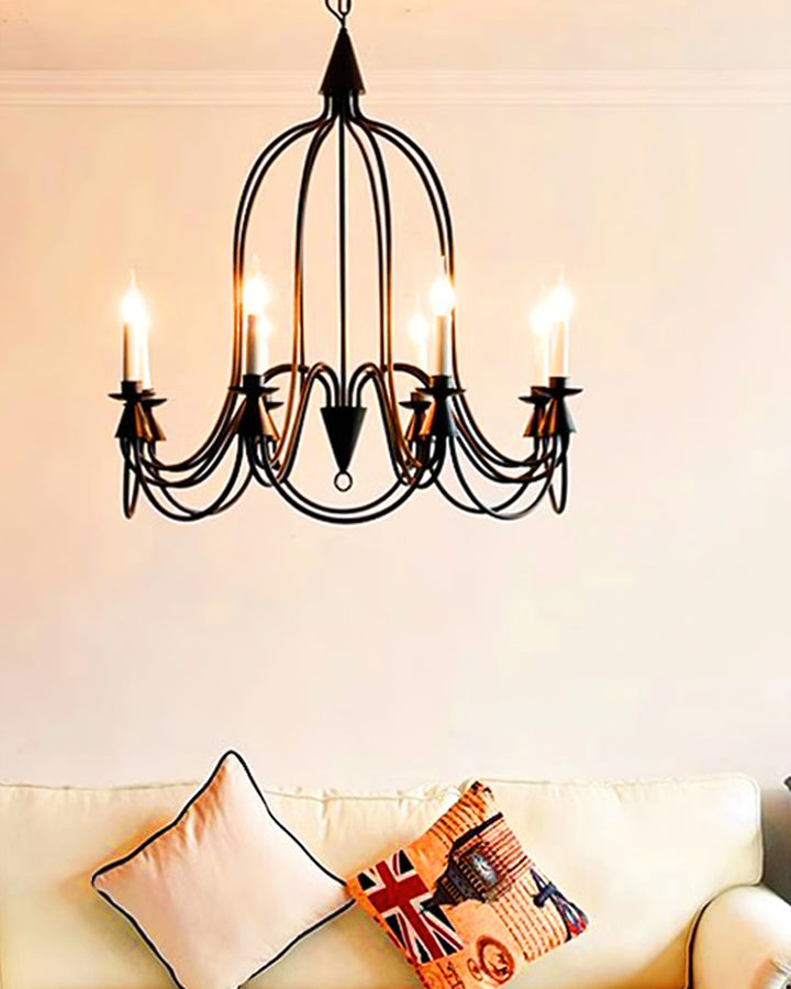 Vintage Black & Brass Candle Chandelier