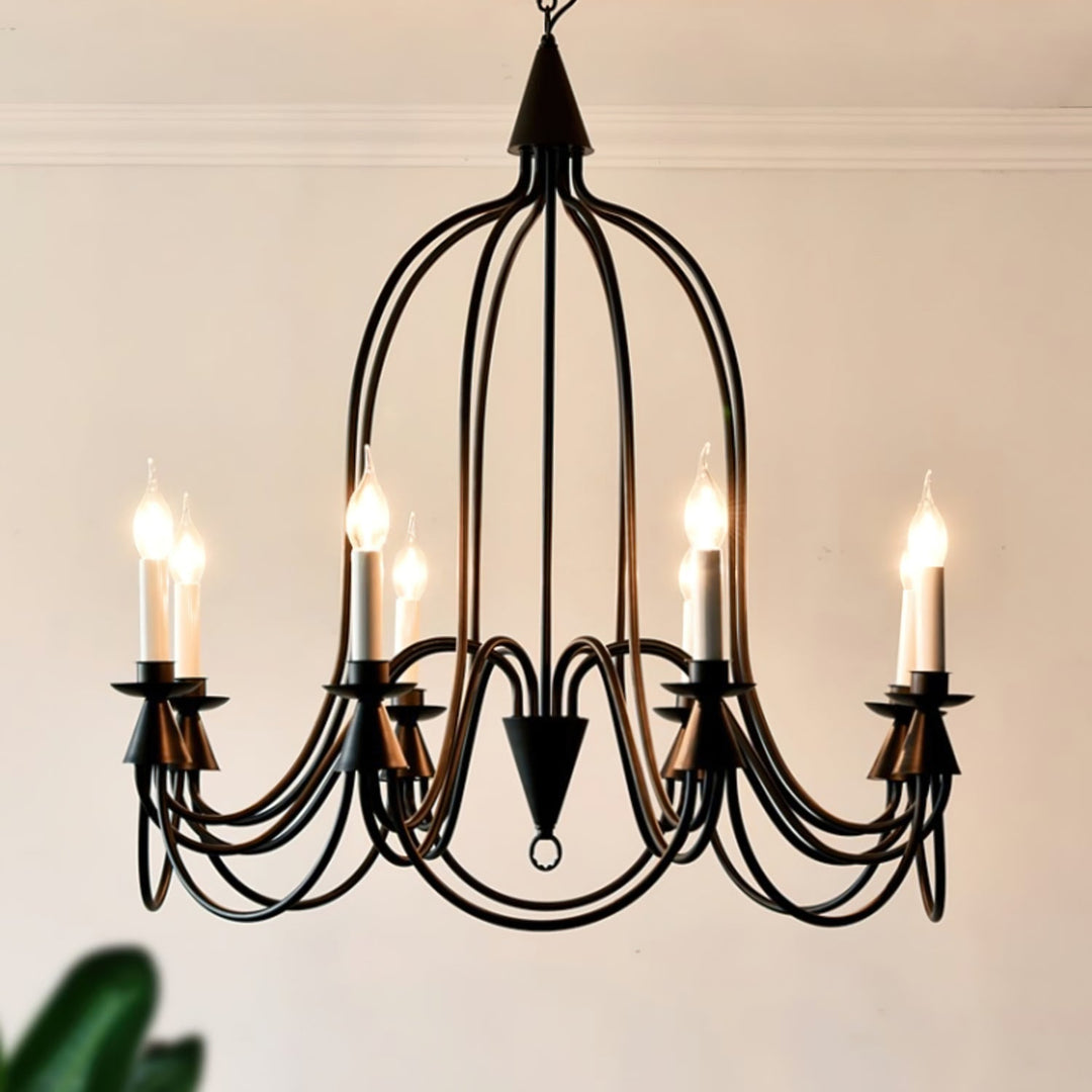 Vintage Black & Brass Candle Chandelier