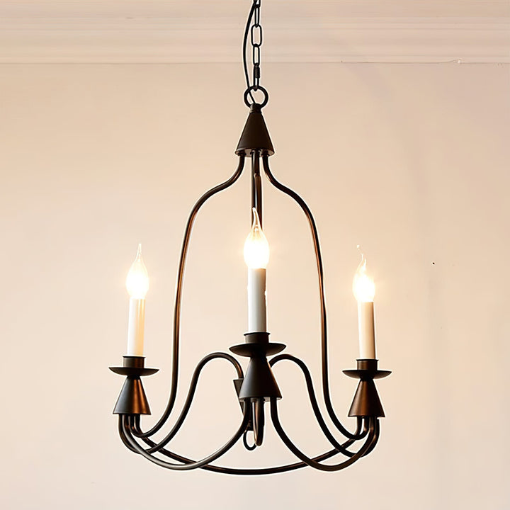 Vintage Black & Brass Candle Chandelier