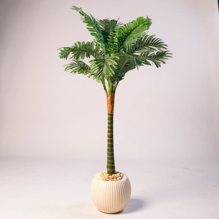 Tall Artificial Palm Tree in Ribbed Pot