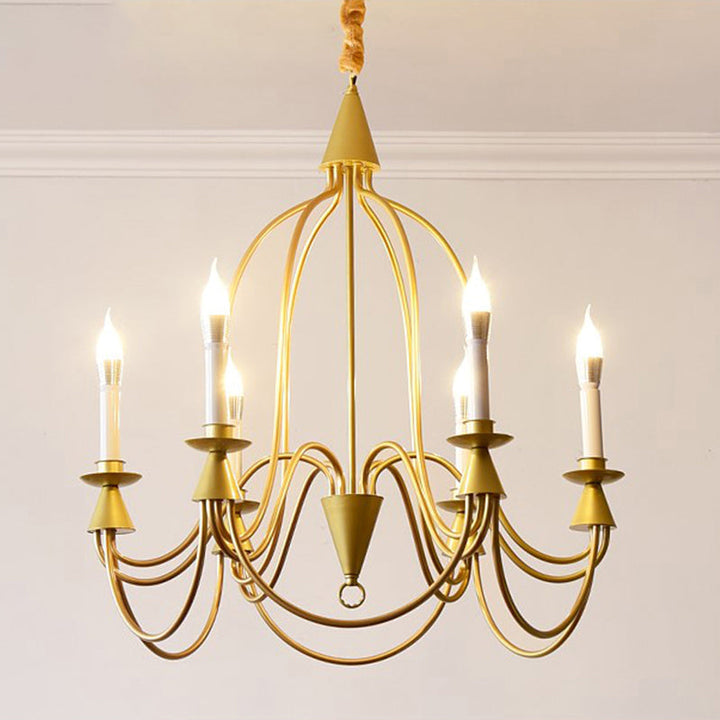Vintage Black & Brass Candle Chandelier