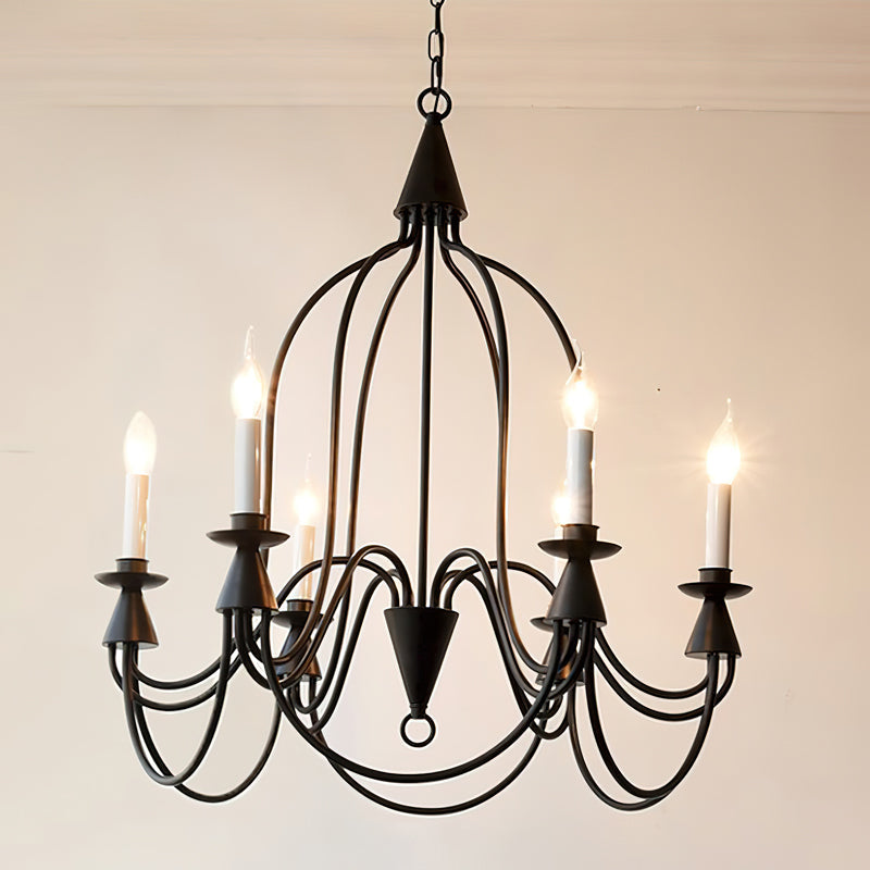 Vintage Black & Brass Candle Chandelier
