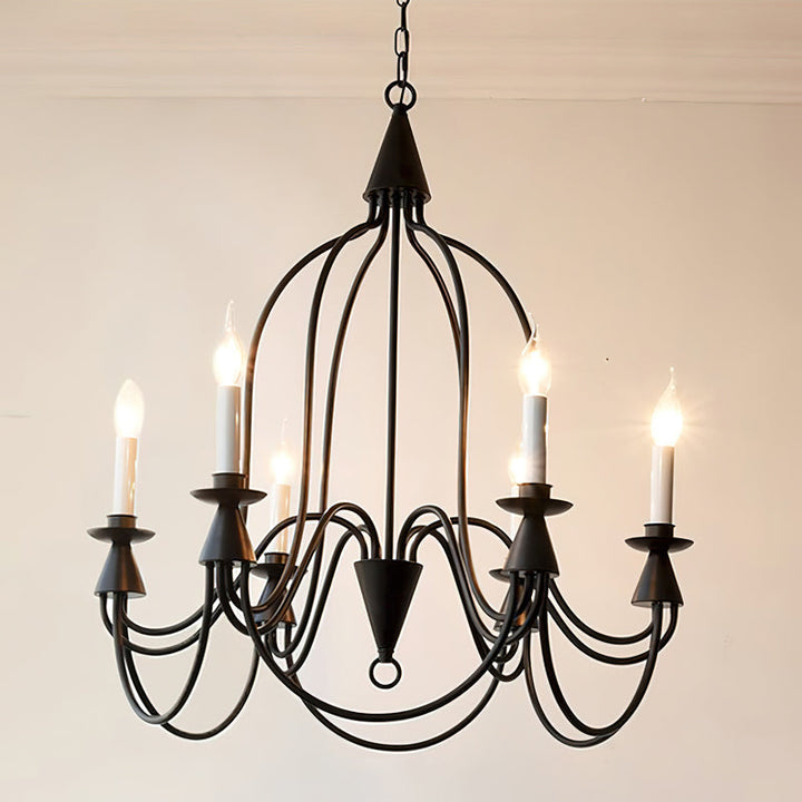 Vintage Black & Brass Candle Chandelier