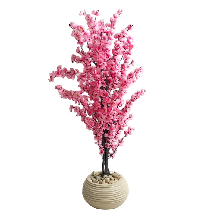 Apricot Artificial Pink Tree in Textured Pot