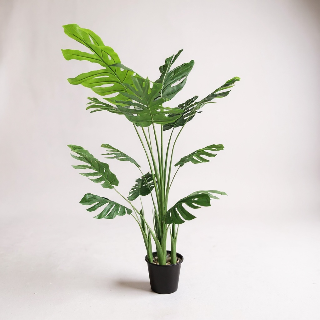 Artificial Monstera Plant in Black Pot