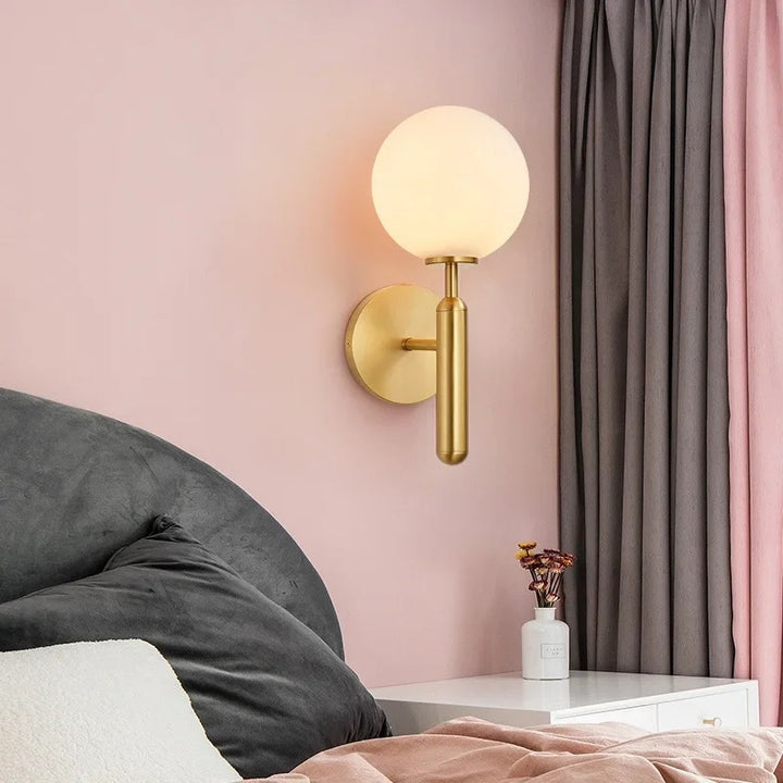 Modern Brass Wall Sconce with Globe Shade